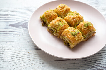 traditional local turkish baklava in close up