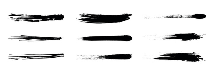 set of simple brush strokes isolated vector illustration