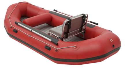 Red inflatable boat studio shot