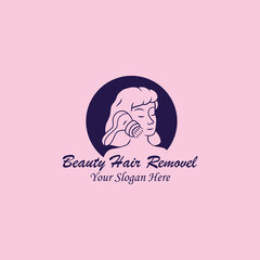 hair cutting and body hair removal logo design vector