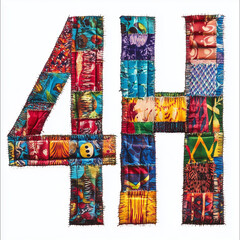 4H pencil word with a colorful African cloth pattern