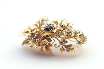 Naklejka premium Gold floral jewelry with gems