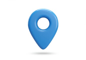 3D Illustration of Blue location pin isolated on white background for mapping and navigation