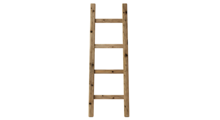 Vertical wooden ladder shelf