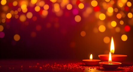 Diwali Candles with Bokeh Lights