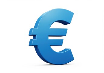 3D Illustration of Blue euro currency symbol isolated on white background