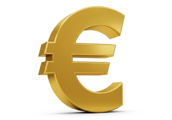3D Illustration of Golden euro symbol isolated on white background representing european economy