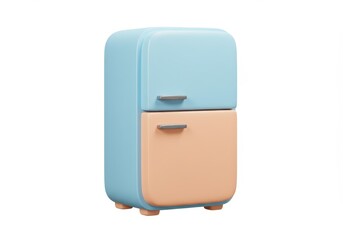 3D Illustration of Two-toned retro refrigerator isolated on white background illustration