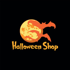 Halloween shop logo design vector