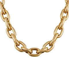 Obraz premium Close up of a luxurious gold chain necklace with interlocked links, a symbol of strength and elegance isolated on transparent background
