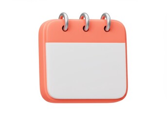 3D Illustration of 3d rendering of a salmon and white calendar isolated on white background