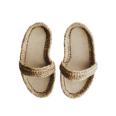 Boho Chic Espadrille Sandals with Organic Woven Tex Isolated on Transparent Background