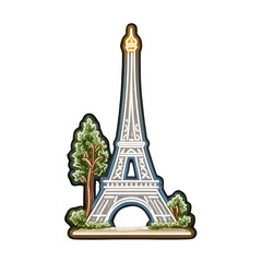 The Eiffel Tower with trees is featured in a charming illustration.