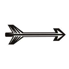Bold Arrow with a Sharp Outline in Glossy Black Color Isolated on Transparent Background