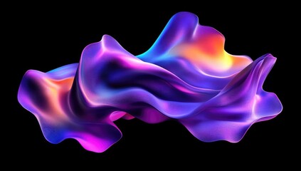 Abstract, vibrant, fluid form in shades of purple, violet, and orange