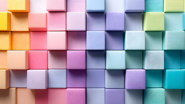 A colorful array of pastel blocks evokes feelings of creativity and tranquility.