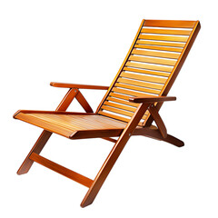 Contemporary Reclining Wooden Beach Chair with a Co Isolated on Transparent Background
