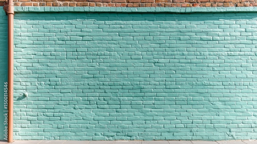 Aufkleber wall with a green brick background and a pipe on the left side. the wall is empty and has no decorat