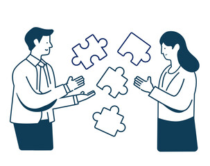 Teamwork and Collaboration Concept with Puzzle Pieces