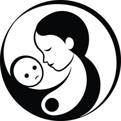 mother and son vector icon