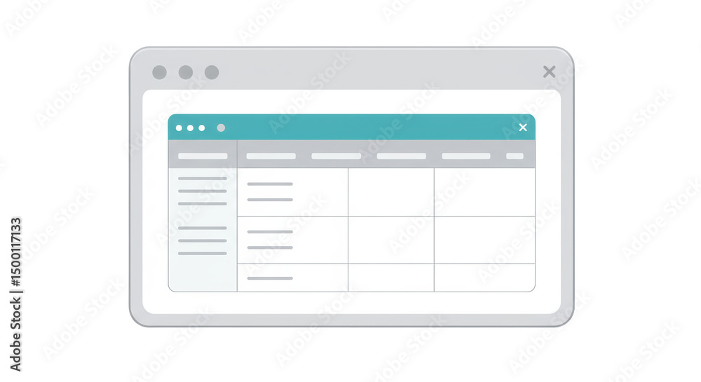 Wall mural isolated empty data table window