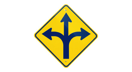 Isolated Yellow Sign with Three Arrows