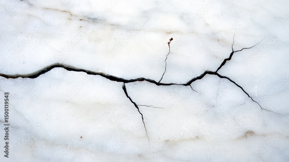 Aufkleber white marble slab with cracks in it. the cracks are deep and wide, and the marble is broken into pie