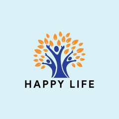 healthy happy life logo design vector