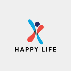 healthy happy life logo design vector