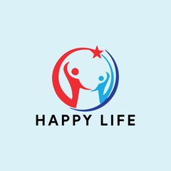healthy happy life logo design vector