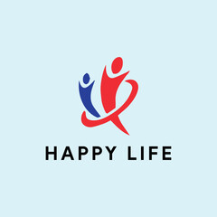 healthy happy life logo design vector