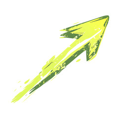 Bold Arrow with Impactful Vectors in Electric Lime Isolated on Transparent Background