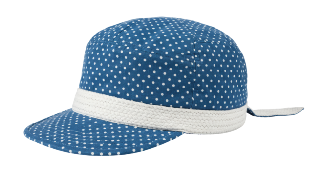 Isolated Blue and White Polka Dot Cap