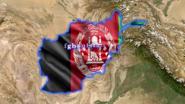 3D Animated Map of Afghanistan with Flag Geopolitical & Geographic Data
