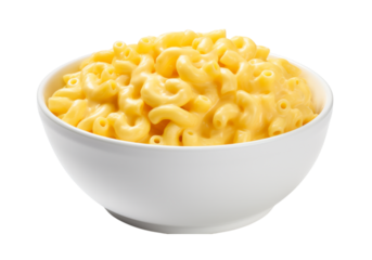 Creamy macaroni and cheese in a bowl isolated on a white background, Png Transparent Background