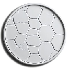Obraz premium A Round White Surface with Hexagonal and Cracked Sections