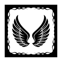 Dark Angel Wings with Stylish Curved Border