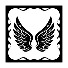 Obraz premium Symmetrical Angel Feather Wings in Black and White