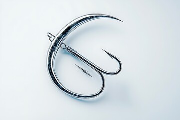 Fishing Hook Close-up with Curved and Barbed Design