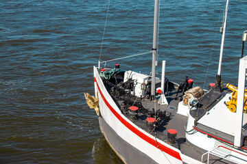 The bow of a ship on the waves