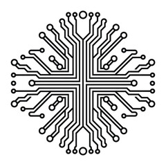 Clean, geometric design of a circuit board pattern.