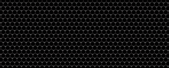 Macro black background texture, Silver or stainless steel hexagon texture seamless pattern for background. Abstract, Art and Close up object concept