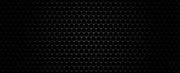 Macro black background texture, Silver or stainless steel hexagon texture seamless pattern for background. Abstract, Art and Close up object concept