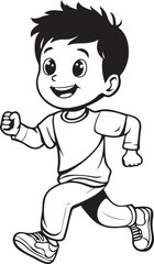 Naklejka premium Running Boy Kids Silhouette Vector Illustration on Transparent Background