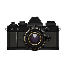 Black vintage camera, front view (1)