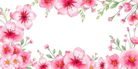 Pink watercolor wildflower bouquet square frame, perfect for backgrounds, wrapping paper, or borders, wildflower bouquet, square frame