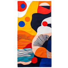 Retro Beach Towel with Giant Funky Abstract Graphic Isolated on Transparent Background