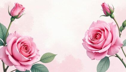 Delicate watercolor floral wallpaper, blush pink roses , pretty, romantic