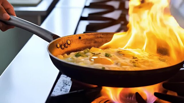 Child with egg allergy observing parent cracking egg in pan, highlighting sensitivity to egg allergens concept