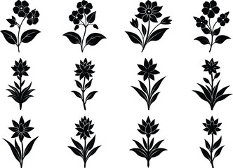 Elegant Tuberose and Floral Vector Silhouette Set – Botanical Flower Bundle